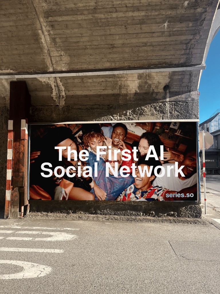 Series — The First AI Social Network, street billboard